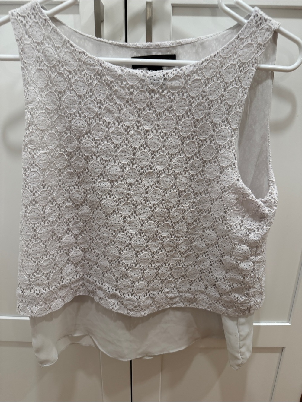 Banana Republic White Crochet Overlay Sleeveless Camisole